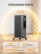Indoor electric radiant heater with overheat and tip-over protection digital thermostat