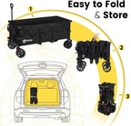 Sekey 48 Inch Long Foldable Extended Travel Cart, 440 Lbs Load Capacity, Heavy Duty 300 Liter Folding Multi-Purpose Garden Cart