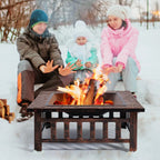 Yaheetech Multifunctional Fire Pit Table 32in Square Metal Firepit Stove Backyard Patio Garden Fireplace for Camping, Outdoor Heating, Bonfire and Picnic