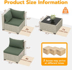 UDPATIO Outdoor Patio Furniture Set, 7-Piece PE Wicker Sectional Sofa with Tea Table, Outdoor Conversation Set for Patio, Garden, Backyard Green