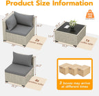 UDPATIO Outdoor Patio Furniture Set, 7-Piece PE Wicker Sectional Sofa with Tea Table, Outdoor Conversation Set for Patio, Garden, Backyard Green