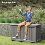 EAST OAK Outdoor Storage Box 60 Gallon Deck Box Indoor and Outdoor Use Waterproof Resin Storage