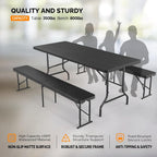 VINGLI Folding Camping Table with Chairs, Brown