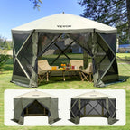 VEVOR 12 * 12ft 6 Sided Pop-up Canopy Shelter Tent with Mesh Windows, Portable Carry Bag