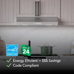 Broan-NuTone Three-Speed Glacier Undercabinet Range Hood with LED Light, ADA Compliant