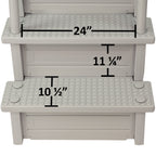 Aqua Select White Anti-Slip Pool Steps with White Steps and White Outside Flip-up Safety Ladder, 48-54H