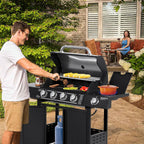Haverchair 4-Burner Gas Grill Propane with Side Burner 50,000 BTU Outdoor BBQ Propane Gas Grill Cart Barbecue Grill for Patio Garden Picnic Backyard Cooking Camping,Black