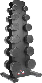 CAP Barbell Rubber Coated Dumbbell Weight Set with Vertical Rack | 100 lb, 150 lb, and 210 lb Options