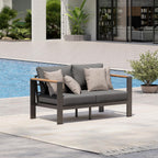 Aluminum Outdoor Patio Furniture Set with Coffee Table, 5 Piece Patio Conversation Sets, Outdoor Sectional Furniture for Porch, Balcony, Yard, Gray