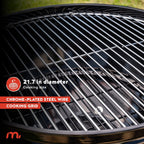 Megamaster – 22 Deluxe Charcoal Barbecue Grill with Adjustable Air Vent, Built-In Temperature Gauge, 368 SQ. In Cooking Area, Storage Rack, Portable Grill for Camping, Picnics, and More - 810-23003