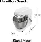 Hamilton Beach Electric Stand Mixer, 4 Quarts, Dough Hook, Flat Beater Attachments, Splash Guard 7 Speeds with Whisk, Black