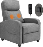Sweetcrispy Recliner Chair, 360 Swivel Rocker Chair for Adults, Glider Rocker Recliners, Nursery Chairs for Living Room, High Back, Upholstered Deep Seat, Classical Brown