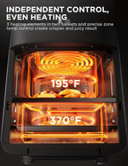 Dual Basket Air Fryer Oven 11 Quart 8 in 1 Functions Clear Window Smart Sync Finish Works