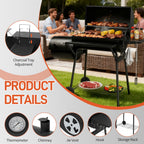 Zimtown BBQ Charcoal Grill Outdoor Barbecue Pit with Offset Smoker for Outdoor Cooking