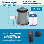 Bluescape Fast Set 10’ x 30” Round Inflatable Soft Sided Above Ground Pool Set