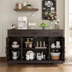 Sideboard with drawers, large 55-inch sideboard, sideboard storage with shelves and doors, modern farmhouse coffee bar wood kitchen dining table