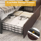 Lifezone Queen Bed Frame 2-Tier Storage Headboard Metal Platform Bed Frame 4 Storage Drawers
