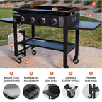 Blackstone 36 Inch Gas Griddle Cooking Station 4 Burner Flat Top Gas Grill Propane Fuelled
