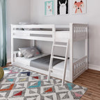 Max & Lily Fundamental Twin Low Bunk Bed Kids Solid Wood Modern Bed Frame Strong Wooden Slats