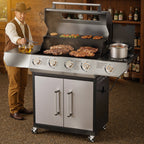SKOK 4 Burner Gas Grill with Side Burner, 58000 BTU &393 sq.in Cooking Surface, Outdoor Propane Barbecue Grill for Patio & Backyard