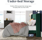 Allewie Full Size Velvet Bed Frame Vertical Channel Tufted Wingback Headboard Upholstered Bed