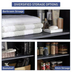 JXQTLINGMU Farmhouse Kitchen Pantry 72 Tall Wood Kitchen Storage Cabinet Adjustable Shelves