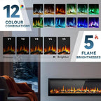 EUHOMY 50 Inch Electric Fireplace Wall Recessed Adjustable Flame Color Fireplace Heater