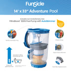 Funsicle 14ft Adventure Above Ground Metal Frame Swimming Pool, Includes FiltraBoost™ 800S Pump with AutoSkimmer, Round, Age 6 & up