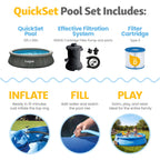 Funsicle Quickset 14’ x 36” Round Inflatable Top Ring Above Ground Swimming Pool Set