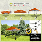 10x10 Pop-Up Awning - One-Click Installation Beach Tent - Outdoor Sunshade Silver Coated Top, 3 Heights and 4 Sand Pockets