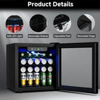 Beverage Refrigerator Cooler 126 Can Mini Fridge Glass Door for Drinks Soda Beer Wine Refrigerator