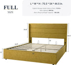 Allewie Queen Size Lift Up Storage Bed Modern Wingback Headboard Hydraulic Support