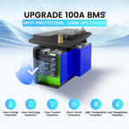 12v 50ah LiFePO4 Battery with 100A BMS Lithium Iron Phosphate Battery for Home Energy Storage Boat Marine Camping