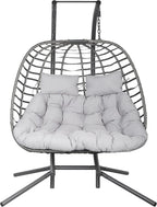 HWB Hanging Egg Chair Patio Wicker Hammock Egg Swing Chair with Cushion for Bedroom