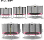 AOTOB 8FT 10FT 12FT 14 FT 15FT Trampoline with Safety Enclosure Net Outdoor Trampoline