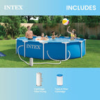 INTEX Metal Frame 12ft x 30in Above Ground Swimming Pool Set w/Filter Pump