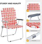VINGLI Patio Lawn Webbed Folding Chairs Set of 2 Outdoor Beach Portable Lawn Chair
