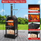 EDOSTORY Outdoor Pizza Oven Wood Fired for Outside Patio Maker With Stone Peel Grill Rack