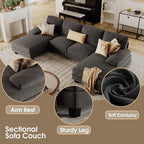 Furmax Sectional Couches for Living Room U-Shaped Sofa Couch Linen Fabric 4 Seat Sofa Set