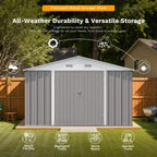 Patiowell 5x3 FT Outdoor Storage Shed Tool Shed with Sloping Roof and Lockable Door Metal Shed