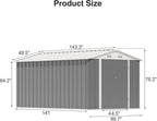 Patiowell 5x3 FT Outdoor Storage Shed Tool Shed with Sloping Roof and Lockable Door Metal Shed
