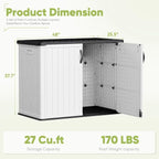 Devoko Outdoor Storage Cabinet 26 Cu Ft with Lockable Doors Horizontal Storage Shed Waterproof