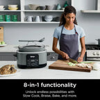 Ninja Slow Cooker 8.5 Quart Multi Cooker with Dutch oven steamer glass lid with integrated spoon
