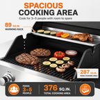 3-Burner Gas Grill with Side Burner, 40,500 BTU Propane BBQ Grill with Porcelain-Enameled Cast Iron Grates, Built-in Thermometer, Ideal for Patio Camping Outdoor Cooking