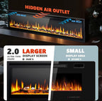 EUHOMY 50 Inch Electric Fireplace Wall Recessed Adjustable Flame Color Fireplace Heater