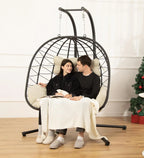 Double Egg Chair Hammock Swing Chair Foldable Hanging Loveseat UV Resistant Cushions