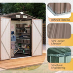 Aoxun 7.4x5.3FT Shed with Floor Galvanized Steel Outdoor Storage Shed Metal Garden Shed