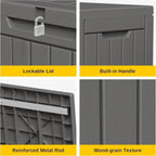 EAST OAK Outdoor Storage Box 60 Gallon Deck Box Indoor and Outdoor Use Waterproof Resin Storage