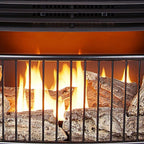 Vent-free 25,000 BTU space-saving freestanding dual-fuel fireplace with built-in thermostat control