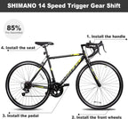 WEIZE Road Bike 700C Wheel City Commuter Bicycle Shimano 14 Speed Drop Bar Racing Adult Bike